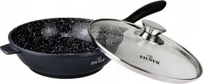 Тиган с капак ZILNER ZL 7029, 28х7.5 см, Керамично покритие, Индукция, Черен
