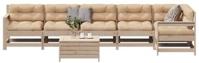 3250892 vidaXL Градински лаундж комплект, 7 части, с възглавници, бор масив