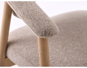 Бежови трапезни столове в комплект с подлакътници 2 бр. от масивен дъб Elk – Unique Furniture