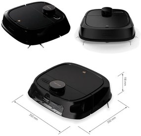 Прахосмукачка робот Tecbot M1, Li-ion 5200 mAh, 4000 Pa, 0.5 l, HEPA, Wi-Fi, Автономност до 160 мин, Подомиячка със самопочистващ моп, Черен