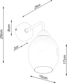 Черна стенна лампа ø 25 cm Garten – Sollux