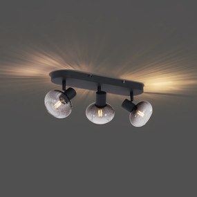 Кръгла таванна лампа с опушено стъкло 3-светлинна - Teddy