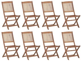 3075122 vidaXL Сгъваеми градински столове с възглавници 8 бр акация масив