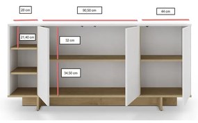 Нисък скрин с дъбов декор в естествен цвят 170x80 cm Cequoia - Marckeric