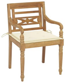 3073297 vidaXL Столове Батавия с възглавници, 4 бр, тиково дърво масив
