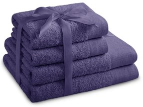 Лилави памучни хавлии и кърпи за баня в комплект 4 бр. от тери Amari – Restilo