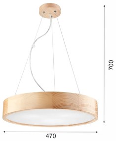 Светлокафява висяща лампа със стъклен абажур ø 47 cm Eveline - LAMKUR