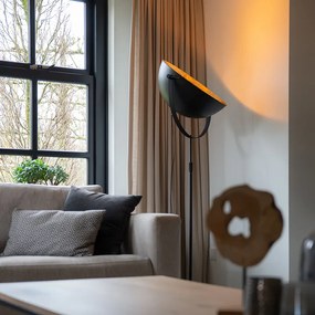 Индустриална подова лампа черна 50 см със златен регулируем - Magnax