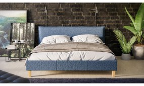 Синьо тапицирано двойно легло с решетка 160x200 cm Tina - Ropez