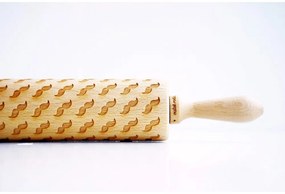 Дървен релефен валяк за тесто Mustache - Valek