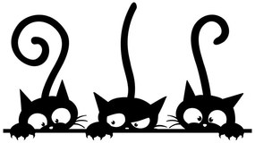Стикер за стена Funny Cats Trio, 20 x 35 cm - Ambiance