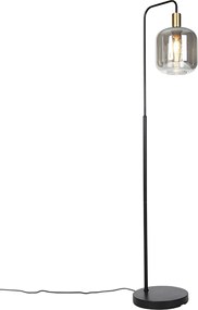 Дизайнерски подов аплик черен със злато и опушено стъкло - Zuzanna