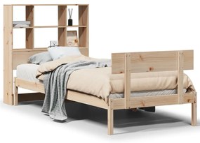 3321802 vidaXL Легло с рафтове за книги, без матрак, 90x200 см, бор масив