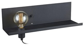 Черна стенна лампа с USB станция за зареждане Multi - Markslöjd
