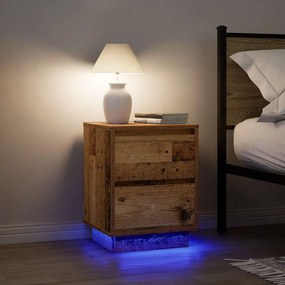861298 vidaXL Нощни шкафчета с LED осветление 2 бр. старо дърво 38x34x50 cm