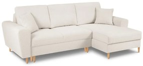 Бежов разтегателен ъглов диван с място за съхранение от прежда с примки от букле (десен ъгъл) Kyoto – Cosmopolitan Design