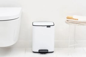 Кош за боклук Brabantia Bo Pedal 1010118, 7 л, Плавно затваряне, Гумирана основа, Бял