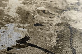 Картина на платно – Рисувани цветя в сепия