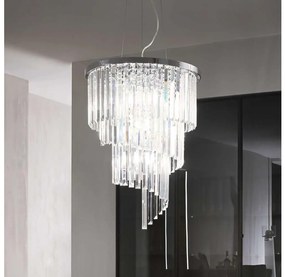 Ideal Lux - Кристален пендел CARLTON 12xE14/40W/230V Ø 50 см хром