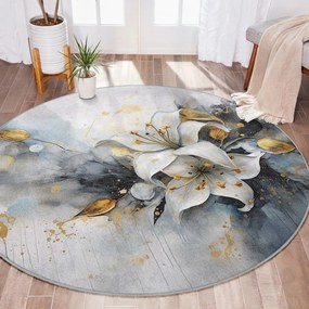 Синьо-сив кръгъл килим подходящ за пране ø 150 cm Golden Lilly – Mila Home