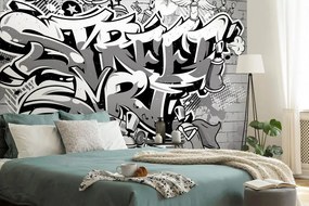 Тапет – Сив надпис Street Art със спрейове