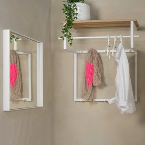 Метална стенна закачалка в бял и естествен цвят с рафт Rizzoli - Spinder Design