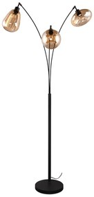 Черно-оранжева подова лампа със стъклен абажур (височина 200 cm) Lumina - Trio