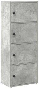860376 vidaXL Библиотека, бетонно сива, 40x24x102 см, инженерно дърво