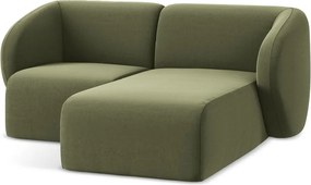 Зелен кадифен ъглов диван (десен ъгъл) Lani – Makamii