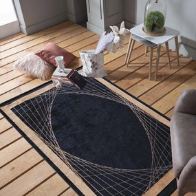 Стилен килим с пискюли и златен мотив Ширина: 80 см | Дължина: 300 см