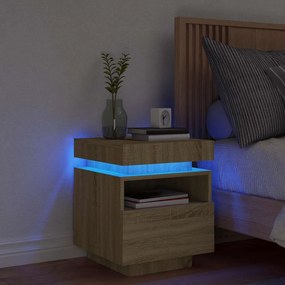 836788 vidaXL Нощно шкафче с LED осветление, дъб сонома, 40x39x48,5 см