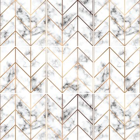 Комплект от 9 стикера за стена Мрамор и златна линия, 10 x 10 cm - Ambiance