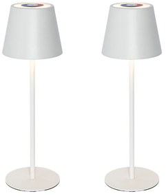 Комплект от 2 настолни лампи бели с димер и презареждащ се RGBW - Murdock