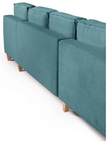 Тюркоаз сгъваем ъглов диван от рипсено кадифе (ляв ъгъл/"U" форма) Tori – Bonami Selection