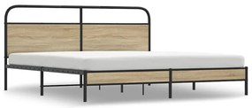 3318670 vidaXL Метална рамка за легло, без матрак, опушен дъб, 183x213 см