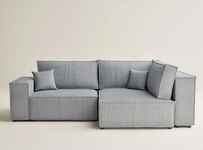 Сив сгъваем/с място за съхранение ъглов диван от рипсено кадифе (десен ъгъл/L форма) Tonga – Maison de Rêve