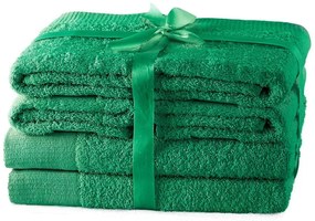 Зелени памучни хавлии и кърпи за баня в комплект от 6 бр. от тери Amari – Restilo