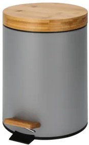 Кош с педал и бамбуков капак 5L сив (99033-004-G)