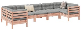 3299623 vidaXL Градински комплект с възглавници, 7 части, дугласка ела масив
