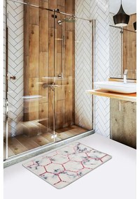 Бяла/сива постелка за баня 60x40 cm Honeycomb - Foutastic