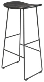 Черен бар стол от масивно тиково дърво (височина на седалката 76 cm) Tangle – White Label