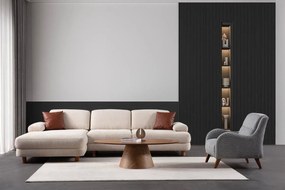 Ъглов разтегателен диван Nice L Corner Ляв, цвят Кремав