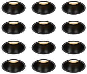 Комплект от 12 черни вградени прожектори GU10 50mm IP44 - Dept