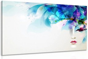 Картина на платно – Модерен женски портрет с абстрактни елементи