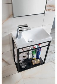 Черна метална стенна стойка без мивка 39,5x45 cm Crest – Sapho