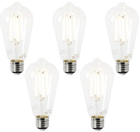 Комплект от 5 LED крушки E27 ST64 Прозрачни 2.2W 470 lm 2700K