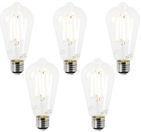 Комплект от 5 LED крушки E27 ST64 прозрачни 2.2W 470lm 2700K