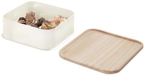 Бяла кутия за съхранение с капак, изработена от дърво от пауловния , 21,3 x 21,3 cm Eco - iDesign