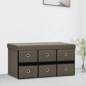 338813 vidaXL Сгъваема пейка за съхранение кафява 76x38x38 см изкуствен лен