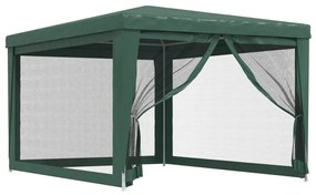 319233 vidaXL Парти палатка с 4 мрежести странични стени зелена 3x4 м HDPE